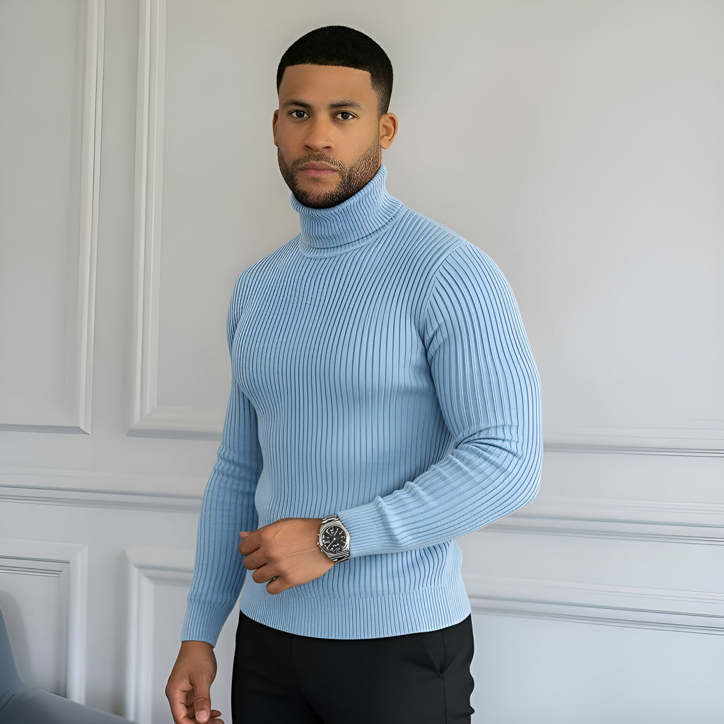 Clásico jersey de cuello alto para hombre - Suave, cálido y elegante.