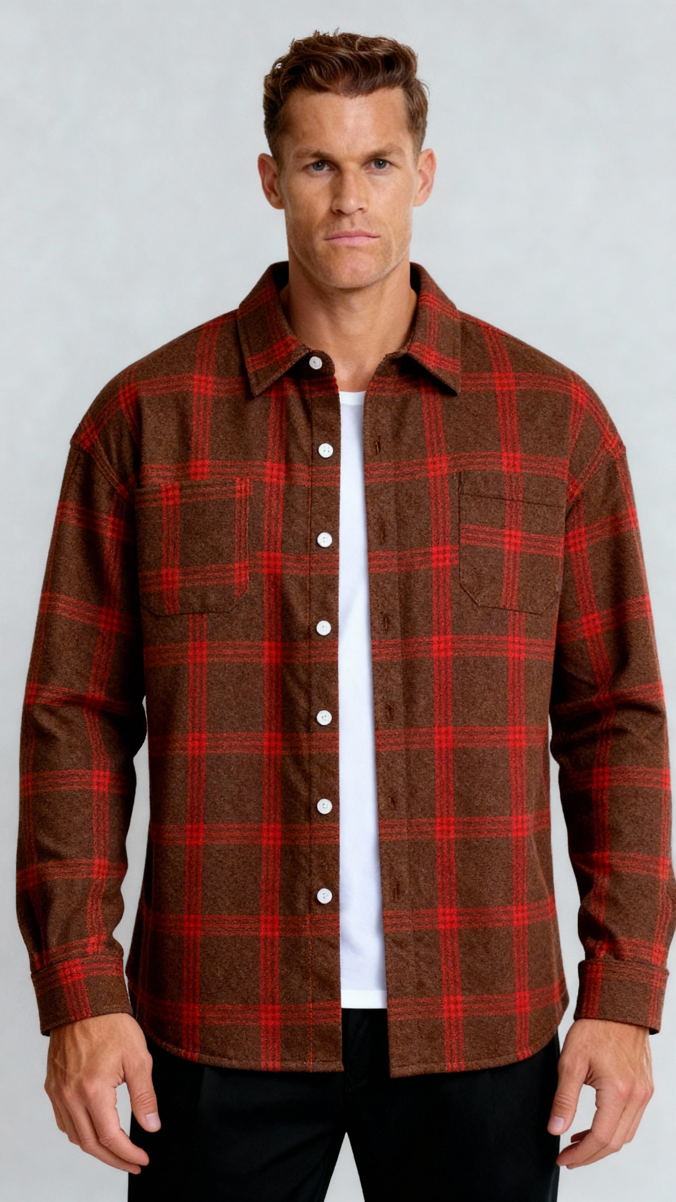 Men’s Checked Shirt – Classic Plaid Pattern, Comfortable Fit & Versatile Style