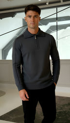 Elliot - Polo de manga larga de punto con cremallera en el cuello