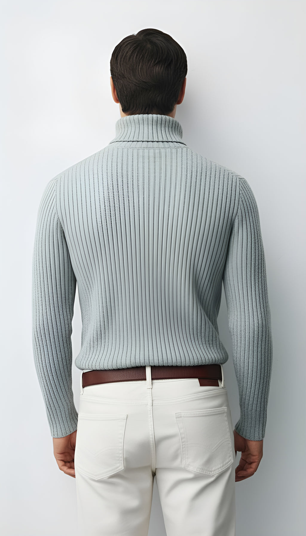 Herren-Rippenstrickpullover mit Rollkragen - Pullover aus Wollmischung für Smart-Casual & Winterkleidung