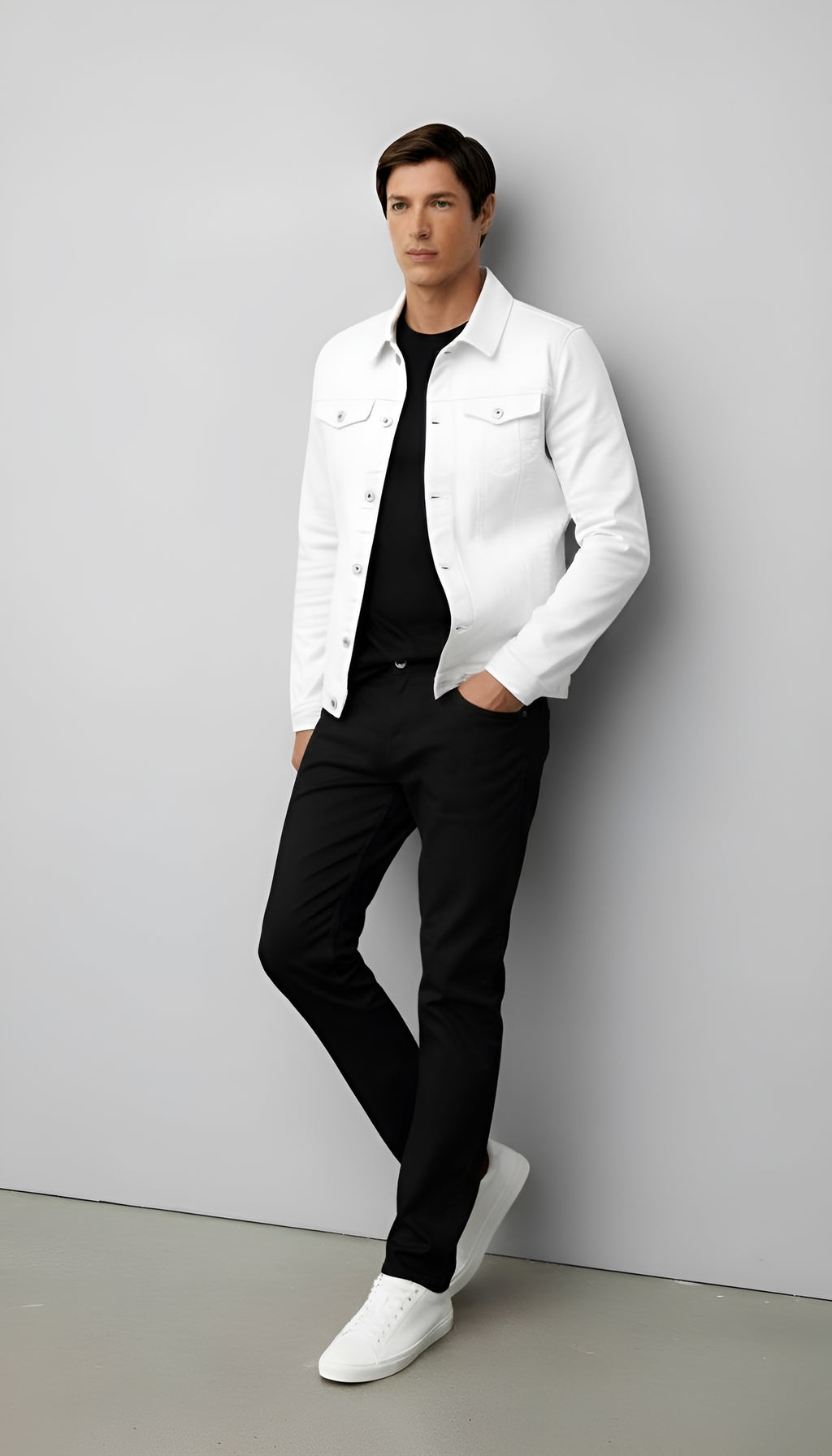 Chaqueta vaquera para hombre - Estilo vaquero clásico con botones en la parte delantera y bolsillos en el pecho para uso informal y elegante.