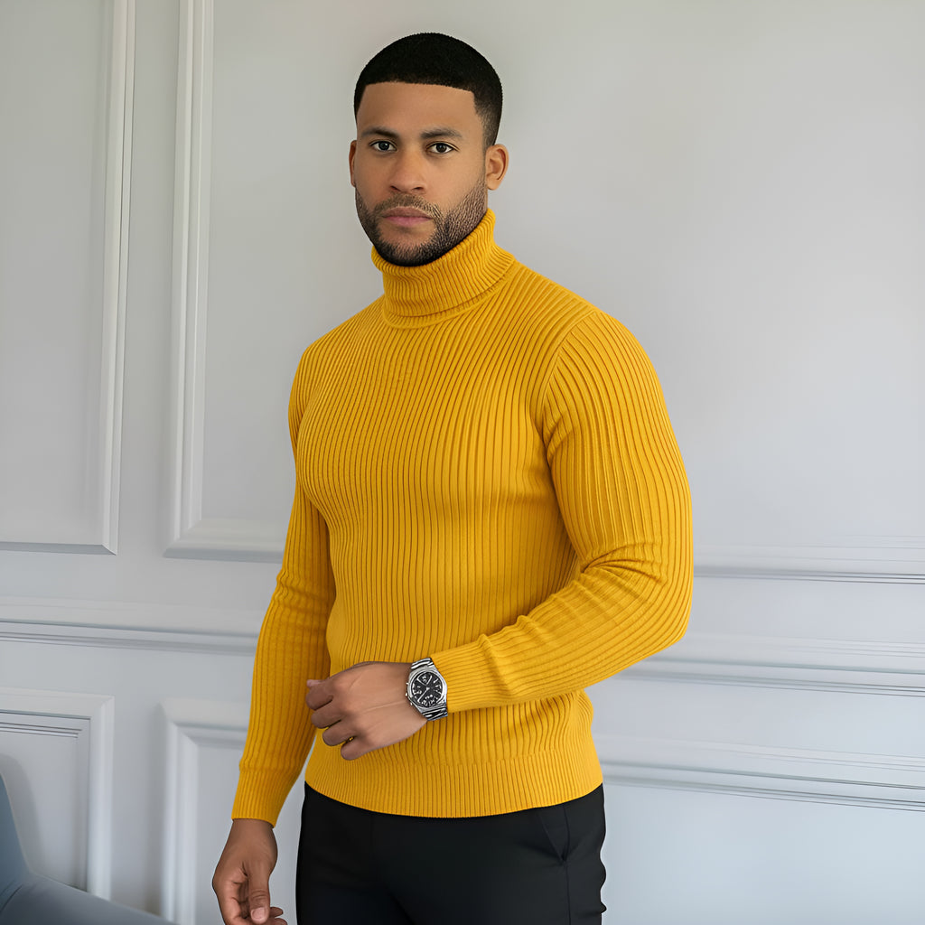 Clásico jersey de cuello alto para hombre - Suave, cálido y elegante.