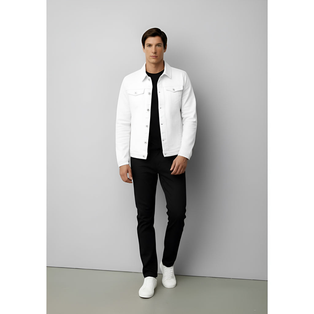 Chaqueta vaquera para hombre - Estilo vaquero clásico con botones en la parte delantera y bolsillos en el pecho para uso informal y elegante.
