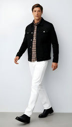 Chaqueta vaquera para hombre - Estilo vaquero clásico con botones en la parte delantera y bolsillos en el pecho para uso informal y elegante.