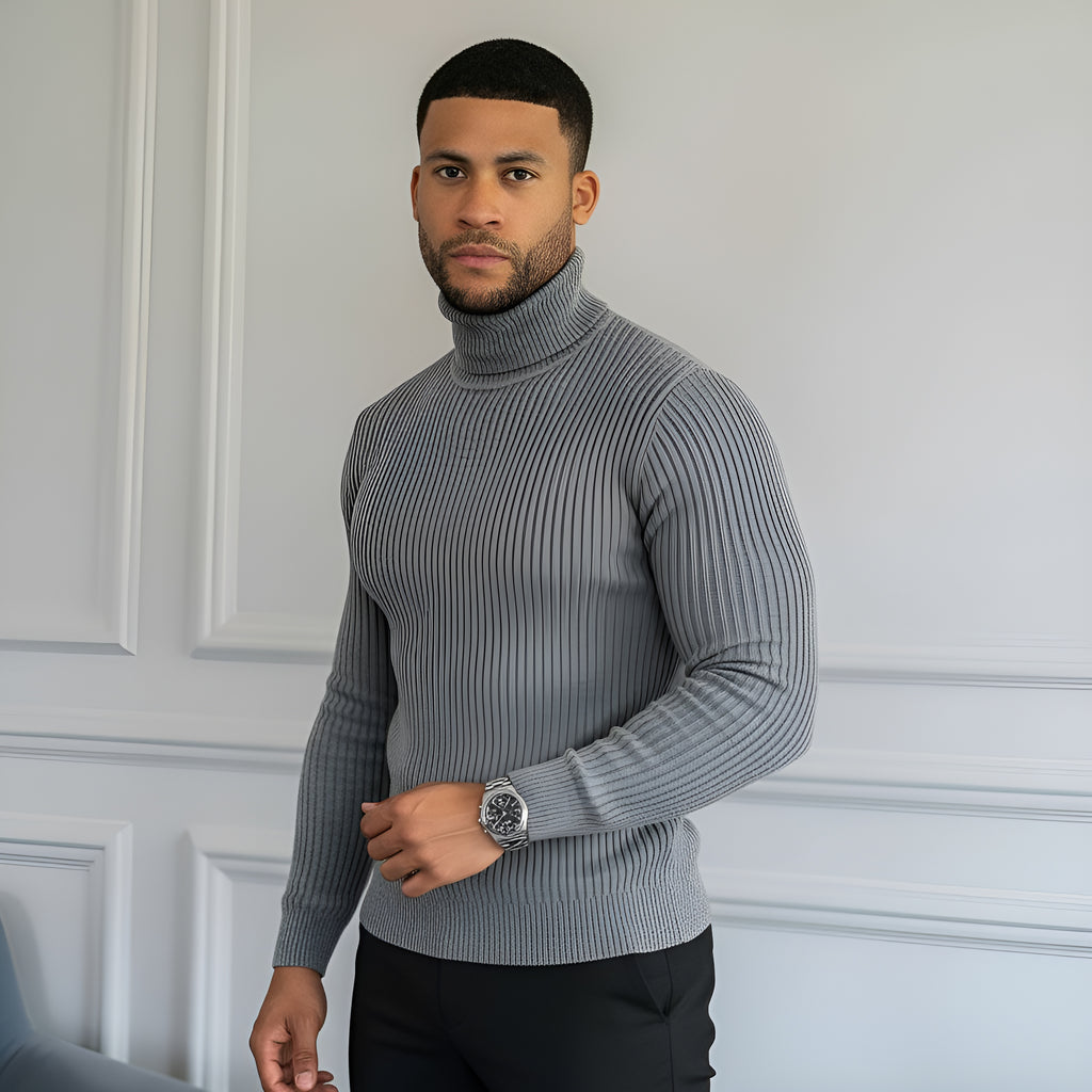 Clásico jersey de cuello alto para hombre - Suave, cálido y elegante.