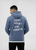 Herren-Kapuzenpullover - "Need Money for Porsche" Slogan-Print, klassische Passform mit Kängurutasche und Kapuze