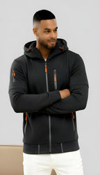 Chaqueta informal con capucha para hombre - Cortavientos ligero con cremallera para primavera y otoño al aire libre