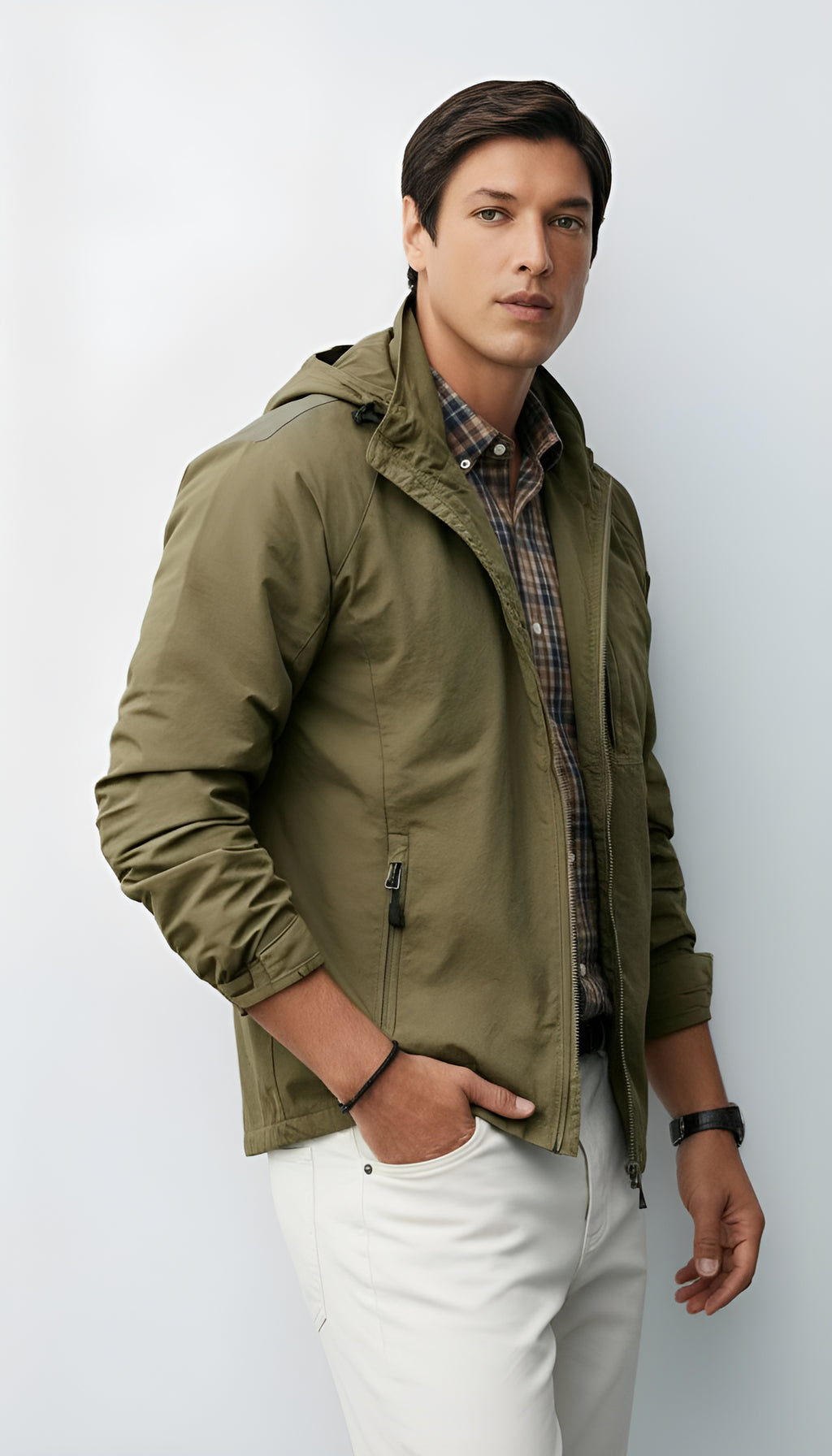 Leichte Herren-Kapuzenjacke - Windbreaker mit Reißverschluss für Freizeit und Outdoor-Kleidung