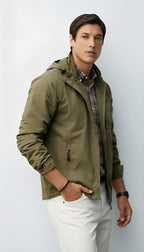 Leichte Herren-Kapuzenjacke - Windbreaker mit Reißverschluss für Freizeit und Outdoor-Kleidung