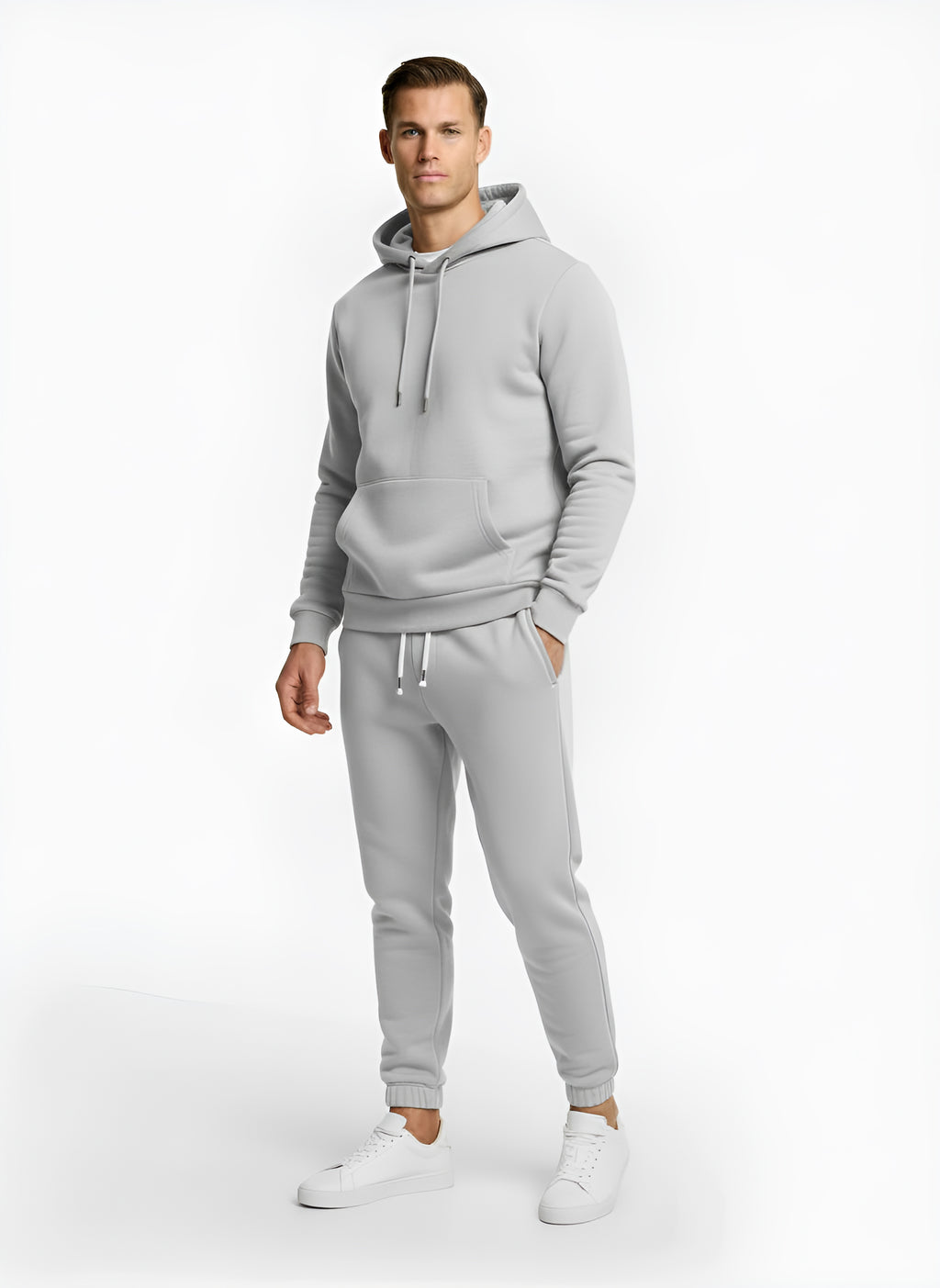 Conjunto de chándal para hombre – Sudadera con capucha y bolsillo canguro & pantalones jogger ajustados