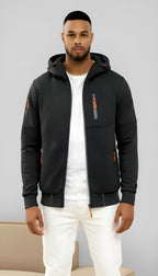 Chaqueta informal con capucha para hombre - Cortavientos ligero con cremallera para primavera y otoño al aire libre