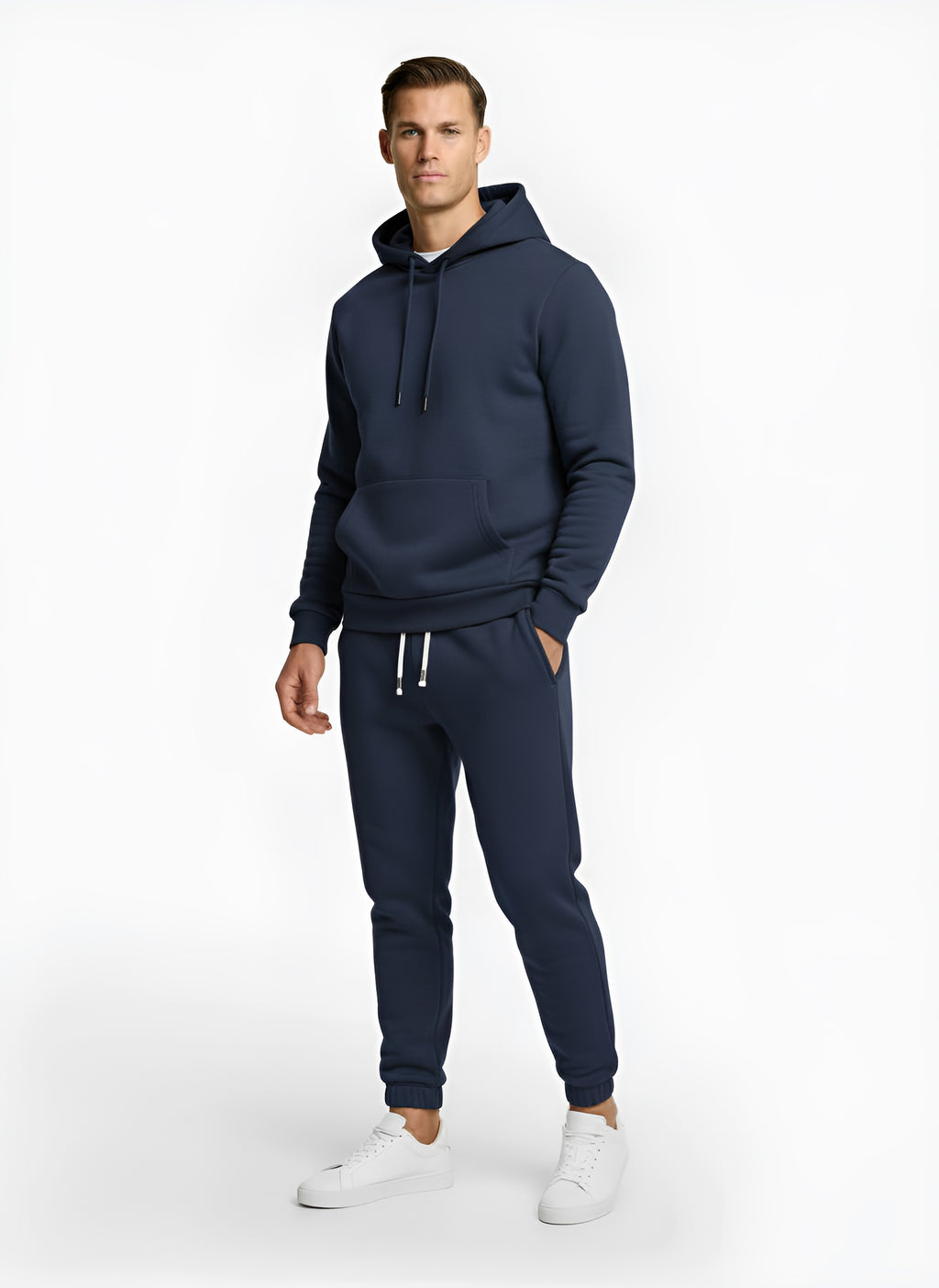 Conjunto de chándal para hombre – Sudadera con capucha y bolsillo canguro & pantalones jogger ajustados