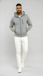 Chaqueta informal con capucha para hombre - Cortavientos ligero con cremallera para primavera y otoño al aire libre