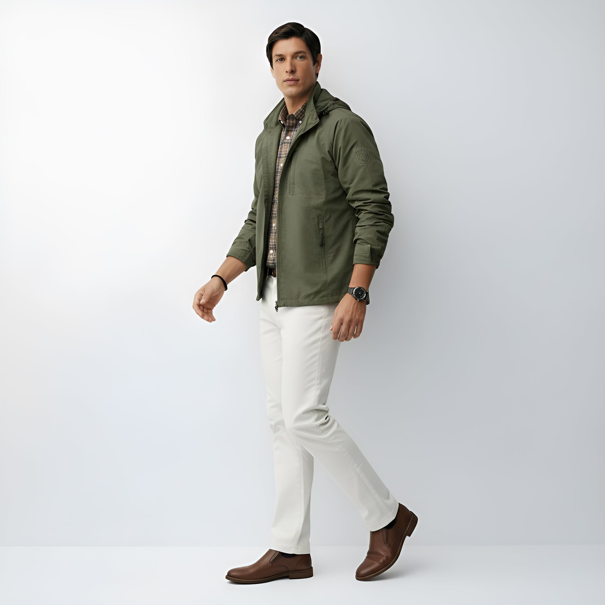 Men's Lightweight Hooded Jacket - Zip-Up Windbreaker for Casual & Outdoor Wear