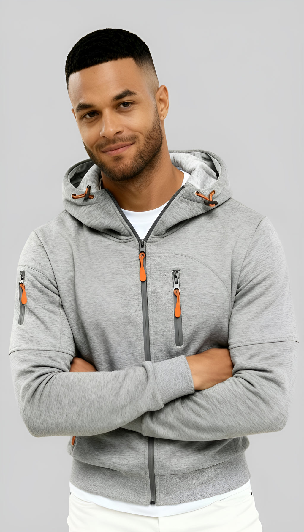 Chaqueta informal con capucha para hombre - Cortavientos ligero con cremallera para primavera y otoño al aire libre