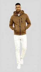 Chaqueta informal con capucha para hombre - Cortavientos ligero con cremallera para primavera y otoño al aire libre