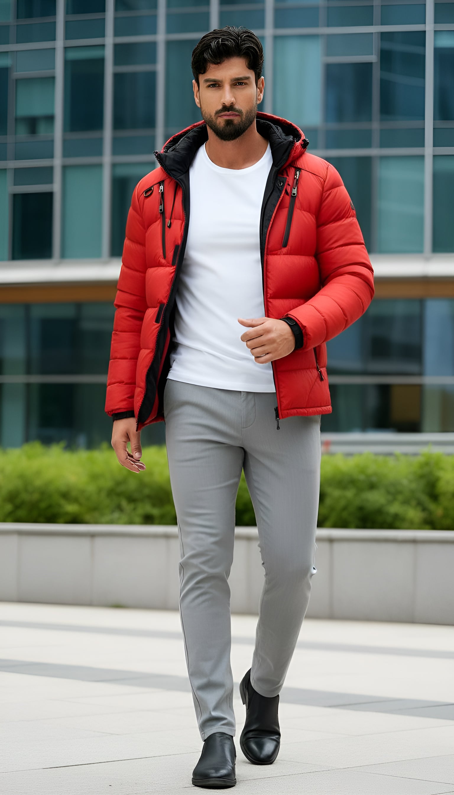 Doudoune d’hiver à capuche pour homme – Manteau extérieur matelassé isolant