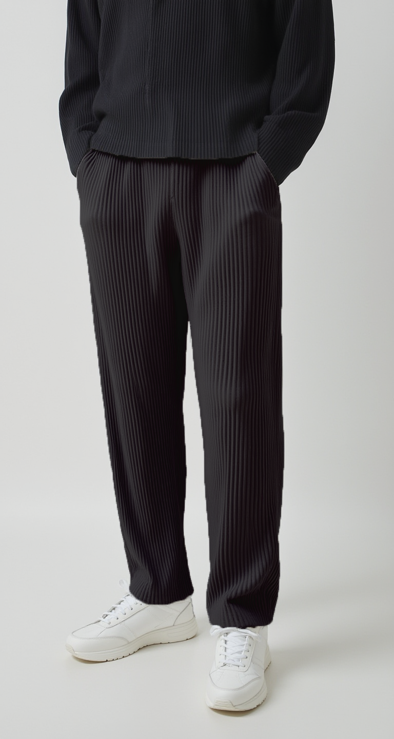 Geplooide broek - Zwart