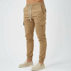 Cargo-Hose für Herren - Taille mit Kordelzug und elastischen Bündchen | Tapered Fit Utility-Hose mit mehreren Taschen