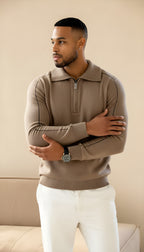 Elliot - Polo de manga larga de punto con cremallera en el cuello