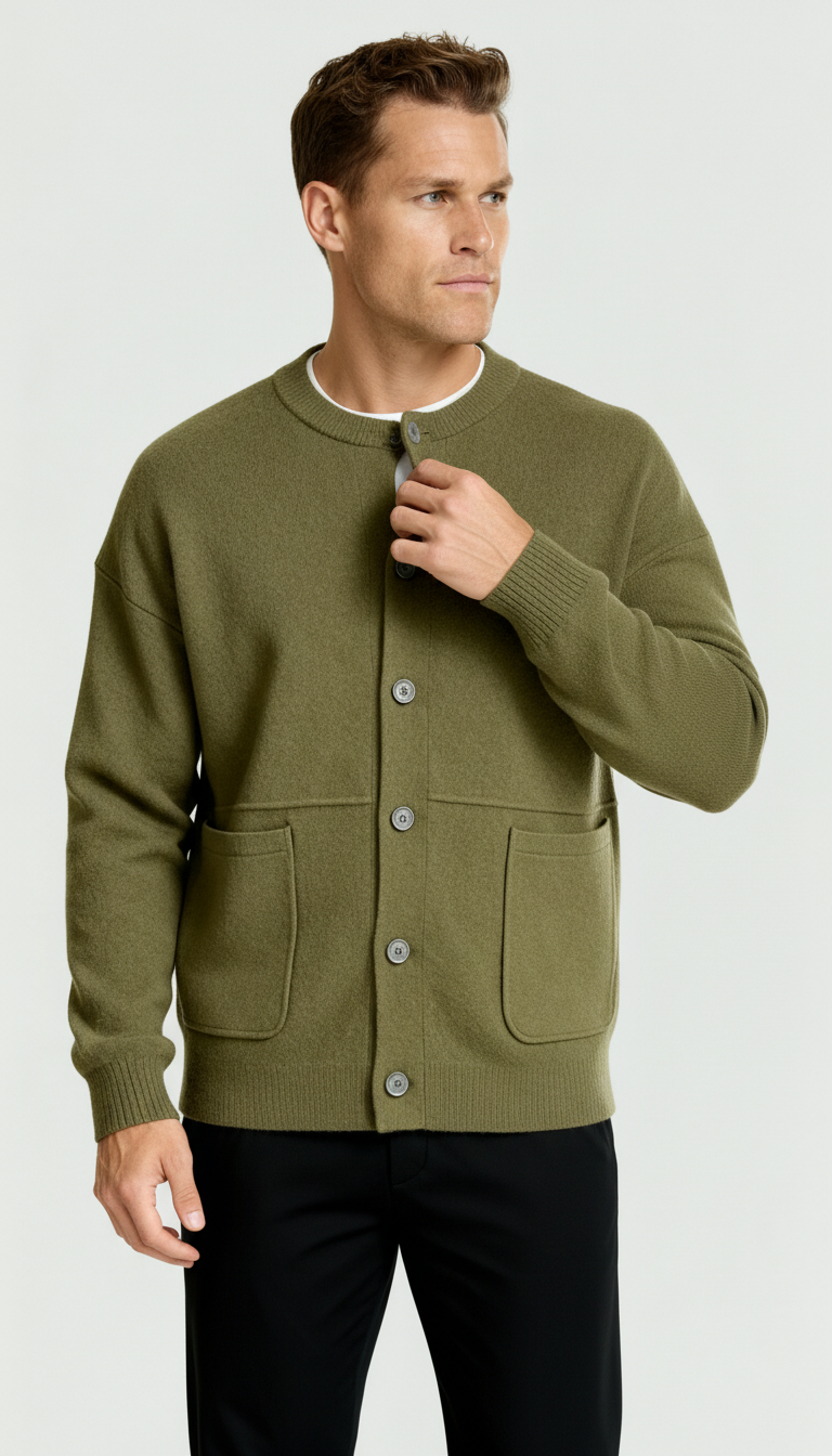 Cardigan en maille pour hommes - Un élément essentiel de superposition stylisée avec une coupe ajustée