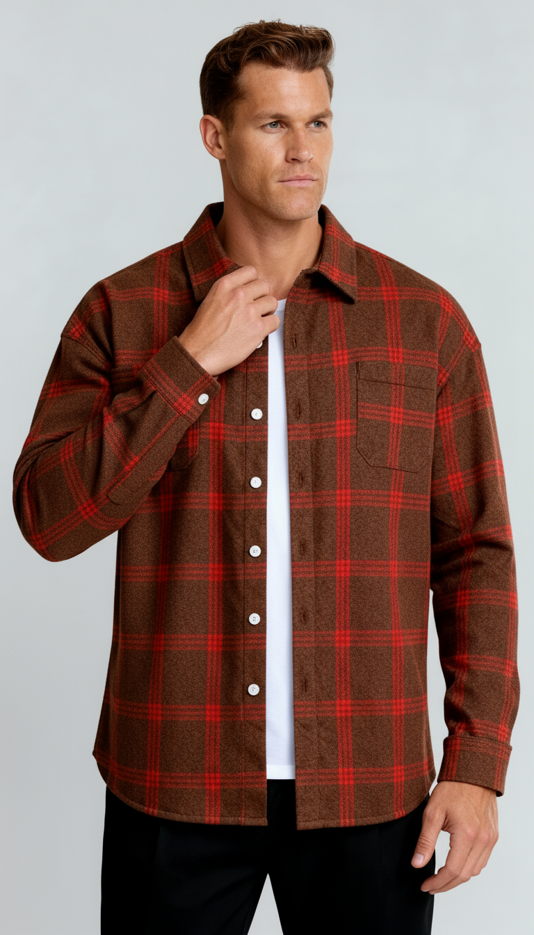 Men’s Checked Shirt – Classic Plaid Pattern, Comfortable Fit & Versatile Style