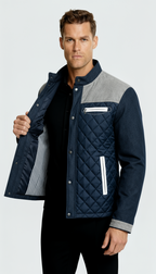 Chaqueta acolchada para hombre con cuello alto y cremallera completa – Prenda ligera acolchada para comodidad casual
