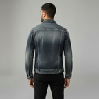 Herren-Graue Truckerjacke - Klassischer Denim-Stil mit Knopfleiste und Brusttaschen