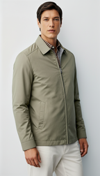 Chaqueta Harrington para hombre - Cremallera clásica con forro a cuadros y cuello atemporal