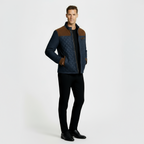Chaqueta acolchada para hombre con cuello alto y cremallera completa – Prenda ligera acolchada para comodidad casual