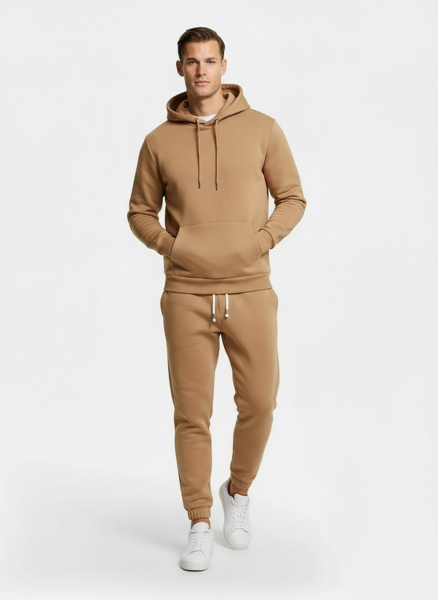 Conjunto de chándal para hombre – Sudadera con capucha y bolsillo canguro & pantalones jogger ajustados