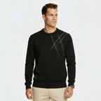Pull en mélange de laine coupe slim pour homme - Pull-over tricoté à motif abstrait avec bords côtelés