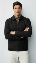 Chaqueta Harrington para hombre - Cremallera clásica con forro a cuadros y cuello atemporal