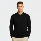 Herren Wollmischung Polo-Kragen Pullover – Regular Fit Strickpullover mit gerippten Kanten & Drei-Knopf-Leiste