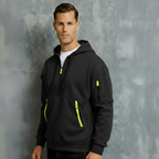 Herren-Hoodie mit Reißverschluss am Hals und mehreren Taschen – Lässiger, funktionaler Pullover
