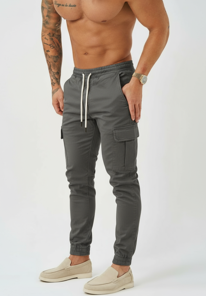 Cargo-Hose für Herren - Taille mit Kordelzug und elastischen Bündchen | Tapered Fit Utility-Hose mit mehreren Taschen