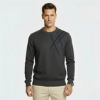 Pull en mélange de laine coupe slim pour homme - Pull-over tricoté à motif abstrait avec bords côtelés