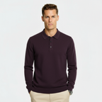 Herren Wollmischung Polo-Kragen Pullover – Regular Fit Strickpullover mit gerippten Kanten & Drei-Knopf-Leiste