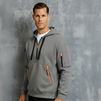 Herren-Hoodie mit Reißverschluss am Hals und mehreren Taschen – Lässiger, funktionaler Pullover