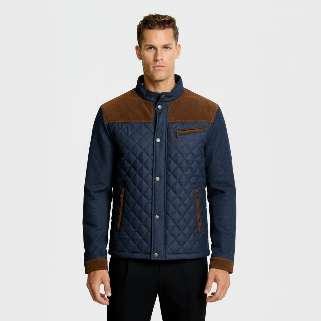 Veste matelassée pour homme avec col montant et fermeture éclair intégrale – Vêtement d’extérieur léger et rembourré pour un confort décontracté