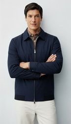 Chaqueta Harrington para hombre - Cremallera clásica con forro a cuadros y cuello atemporal