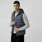 Men's Hooded Quilted Gilet - Leichte, wattierte Weste mit Reißverschlusstaschen