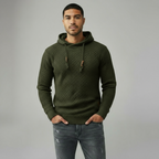 Herren Strick-Hoodie mit Struktur - Verstellbare Kordelkapuze & Gerippte Abschlüsse