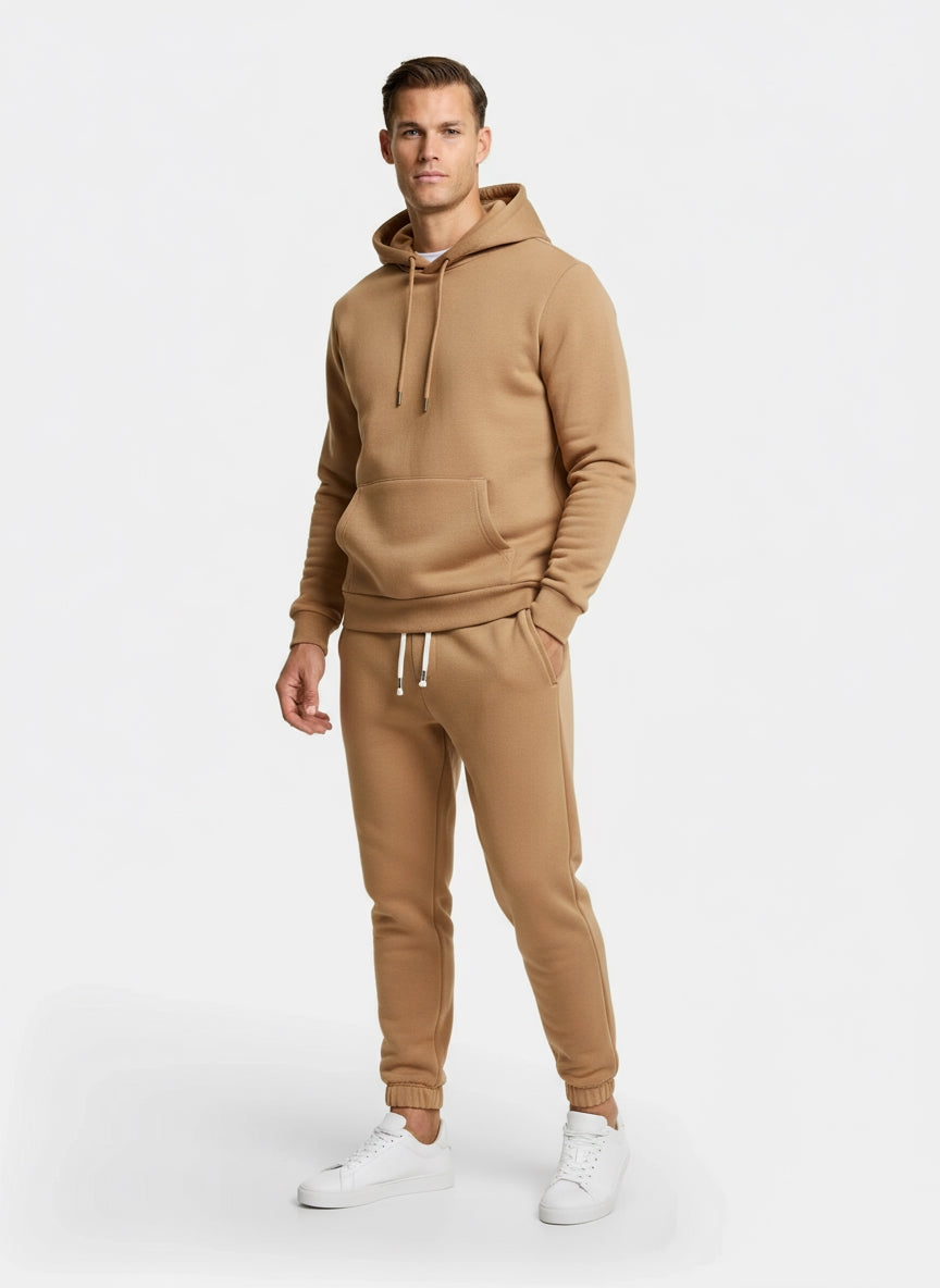 Conjunto de chándal para hombre – Sudadera con capucha y bolsillo canguro & pantalones jogger ajustados