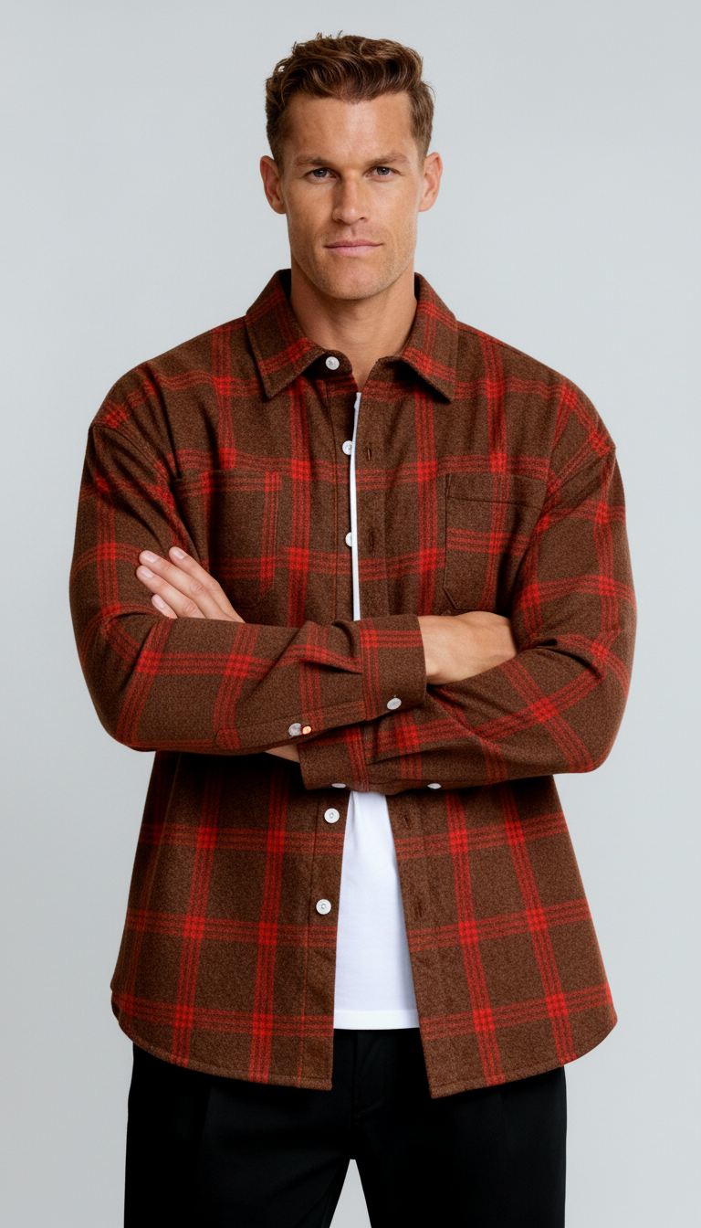 Men’s Checked Shirt – Classic Plaid Pattern, Comfortable Fit & Versatile Style