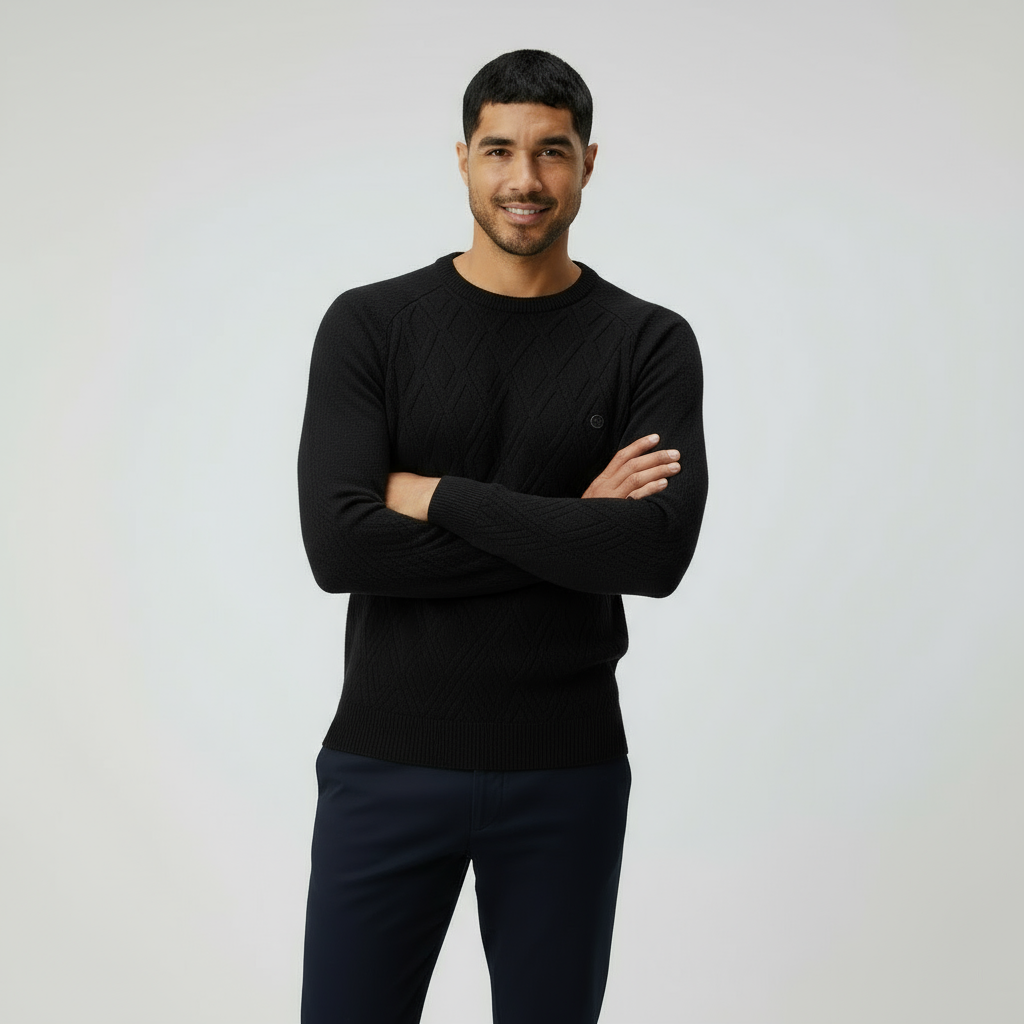Herren-Rundhals-Pullover mit Rautenmuster – Klassischer Strickpullover für smarten & lässigen Stil