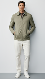 Chaqueta Harrington para hombre - Cremallera clásica con forro a cuadros y cuello atemporal