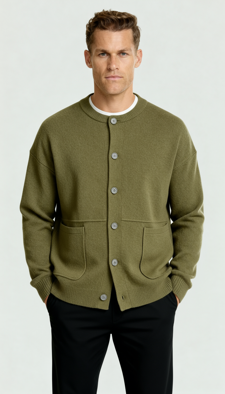 Cardigan en maille pour hommes - Un élément essentiel de superposition stylisée avec une coupe ajustée