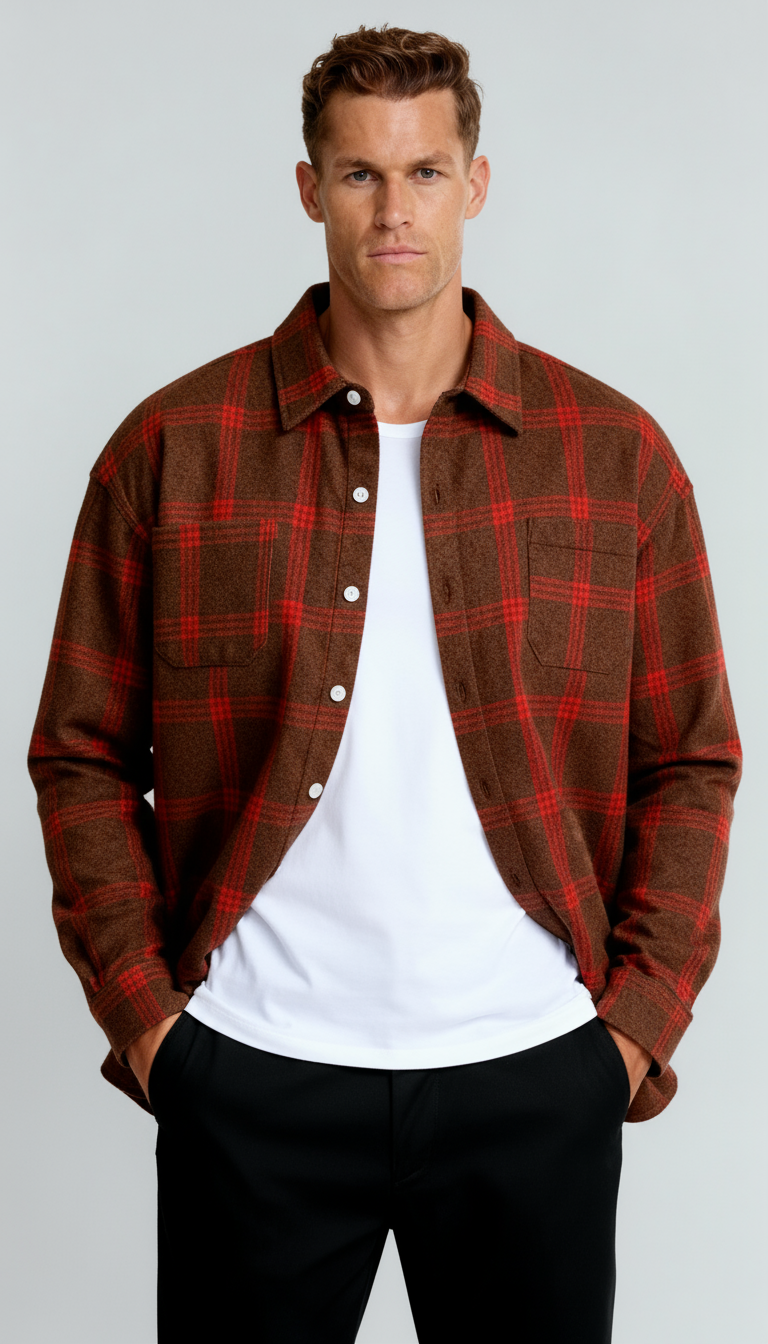 Men’s Checked Shirt – Classic Plaid Pattern, Comfortable Fit & Versatile Style