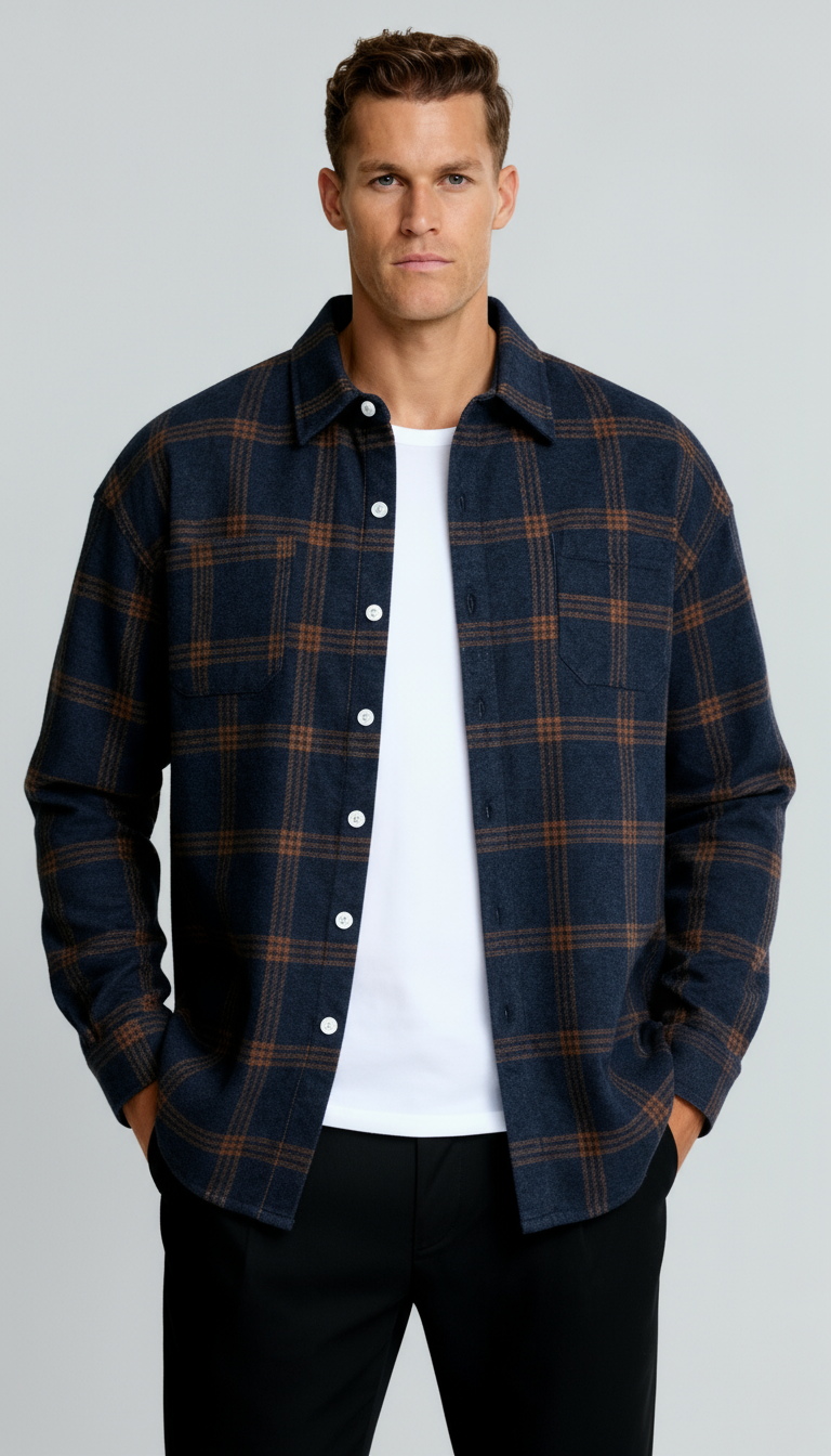 Men’s Checked Shirt – Classic Plaid Pattern, Comfortable Fit & Versatile Style